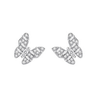 Boucles d'oreilles en argent Sterling S925 avec zircon en forme de papillon, entièrement pavées de CZ, pour femmes, bijoux fins tendance pour fête de mariage