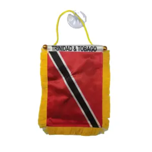 TRINIDAD & TOBAGO Small 4 X 6 Inch Mini Rearview Mirror flag Fringed Hanging Flag with Suction Cup