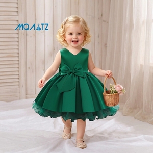MQATZ Abito Casual Stile Principessa per Bambine, Floreale, Occidentale, da Cerimonia, al Ginocchio, in Raso, Estivo, con Decorazioni in Pizzo L1989XZ - Product Image 1