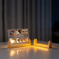 Lampe de nuit LED 3D en bois massif en forme de U, cadre photo 6-8 pouces, à poser sur table, batterie intégrée, commande tactile, légère et durable