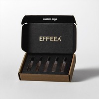 Cajas de papel corrugado personalizadas para viales de perfume Botellas de muestra Cajas de regalo de papel negro 5ml 10ml Paquete de 6 con inserto de papel