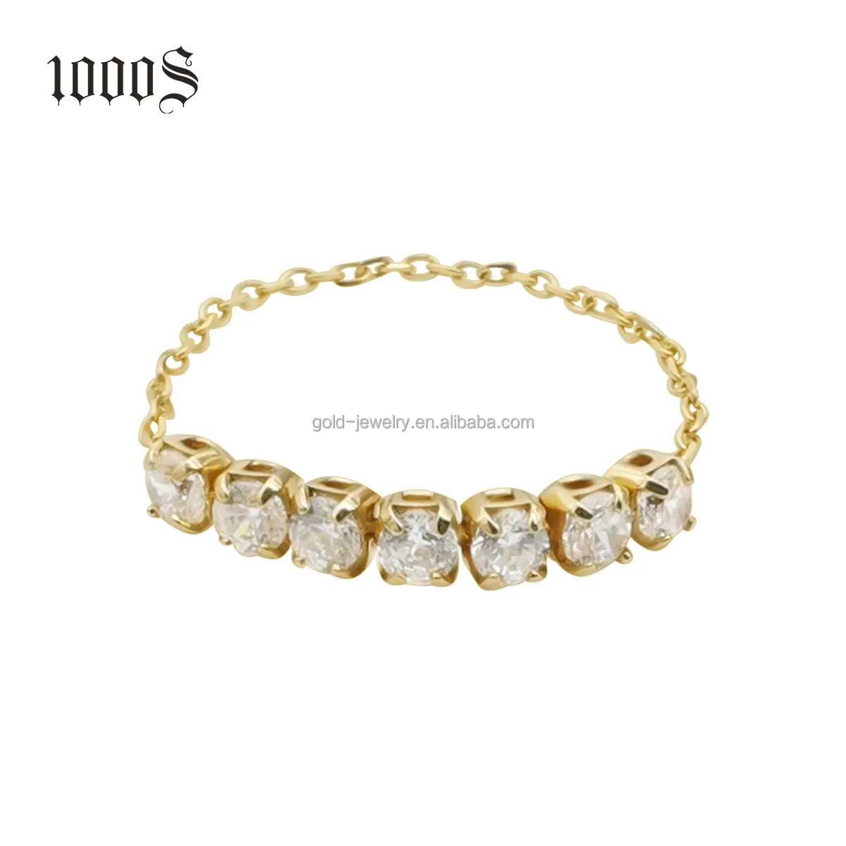 18K 진짜 골드 반지 여성 쥬얼리 선물 지르콘 스톤 도매 패션 약혼 또는 반지 옐로우 골드 유행 2 Pcs