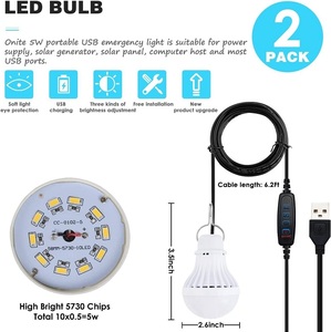 Bombilla de luz LED USB para acampar al aire libre con interruptor Simple, Bombilla LED portátil de 5V y 5W para garaje, almacén, coche, camión, barco de pesca - Product Image 5