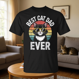 Maglietta vintage per la festa del papà con stampa 'Miglior papà di gatti di sempre' - Product Image 3