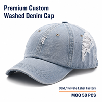 Cappellino da Baseball in Denim Vintage Personalizzato OEM, Cappello Premium in Cotone con Etichetta Privata, Regolabile con Chiusura Snapback, Produzione all'Ingrosso
