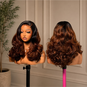 Perruque ondulée Honey Brown Reddish en cheveux humains, double densité, avec dentelle frontale HD 13x4, <span class=keywords><strong>couleur</strong></span> <span class=keywords><strong>Auburn</strong></span> <span class=keywords><strong>Cuivré</strong></span>, sans colle, pré-épilée - Product Image 1