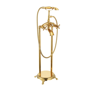 Taphome Classica Free Standing Vasca Da Bagno Rubinetti In Ottone Vasca Da Bagno Miscelatori Doccia Oro Rubinetto Del Bagno Pavimento Montato Doppio Manico Rubinetti - Product Image 1