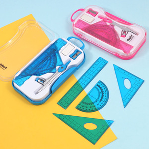 Foska Fournitures Scolaires Vente <span class=keywords><strong>en</strong></span> <span class=keywords><strong>Gros</strong></span> Compas de Dessin Outil de Géométrie Rapporteur Kit de Mathématiques 8 Pièces avec Boîte de Rangement Incassable - Product Image 3