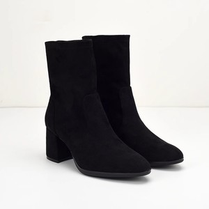 Comércio Exterior <span class=keywords><strong>Original</strong></span> Camurça Preta Cabeça Salto Grosso Sola Alta All-match Leg-fixing Finas Meias Elásticas Botas Curtas Mulheres - Product Image 5