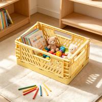 Caisse de rangement pliable en plastique, empilable, portable, mini panier organisateur en plastique pour la maison, le bureau, la cuisine, le rangement des articles divers