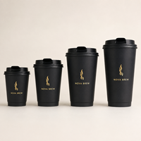 Gobelets en papier à double paroi jetables avec estampage à chaud doré, logo personnalisé, gobelets en papier pour boissons chaudes 8/12/16 oz pour café et thé à emporter