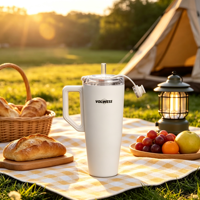 Tasse thermos à paille isolée sous vide à pression manuelle avec couvercle anti-fuite en acier inoxydable 304 – Cadeau d'affaires, article de boisson