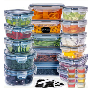 Nhựa Thực Phẩm Lưu Trữ Lọ 24 Pcs Nhà Bếp <span class=keywords><strong>Container</strong></span> Set Tủ Lạnh Lưu Trữ <span class=keywords><strong>Container</strong></span> Với Độ Bền Cao Rò Rỉ Bằng Chứng Có Nắp Đậy - Product Image 1