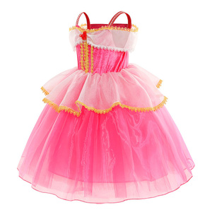 Vestido de Princesa Clásico para Niñas MS, Vestido de Tul con Hombros Descubiertos, Disfraz de Lujo de la Bella Durmiente Aurora para Niñas - Product Image 5