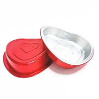 Moule à gâteau jetable en forme de coeur de vente chaude moule de cuisson en papier d'aluminium coloré tasses à pouding à cupcake avec couvercle en dôme