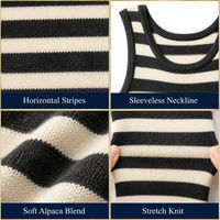 Gaun Sweater Rajut Maxi A-Line Tipis Bergaris Bernapas dengan Pinggang Elastis untuk Pakaian Santai Musim Panas