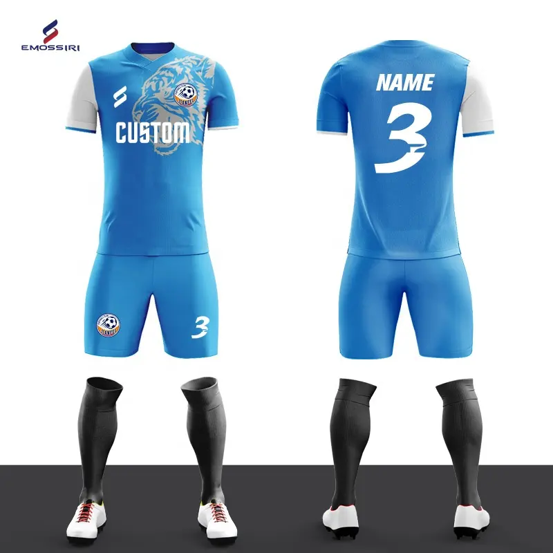 Personalizzazione all'ingrosso 100% poliestere maglia da calcio calcio Set Mens uniforme da calcio Jersey Shirt Youth Football Kit con numero
