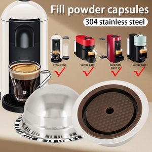 Compatible <span class=keywords><strong>con</strong></span> Cápsulas <span class=keywords><strong>de</strong></span> Café Nestle Vertuo, Carcasa <span class=keywords><strong>de</strong></span> Acero Inoxidable, Filtro <span class=keywords><strong>de</strong></span> Aceite Multiusos DIY, Cubierta <span class=keywords><strong>de</strong></span> Silicona Reutilizable - Product Image 1