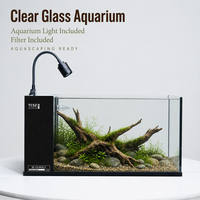 Aquarium carré en verre 54L, design écologique, filtre latéral à trois compartiments, lampe à luminosité réglable, filtration ultra-silencieuse, poissons