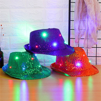 Unisex LED luminoso con paillettes luminoso cappello da festa luminoso lampeggiante cappello da Jazz cappello per il compleanno di capodanno cinese Halloween spettacolo di danza
