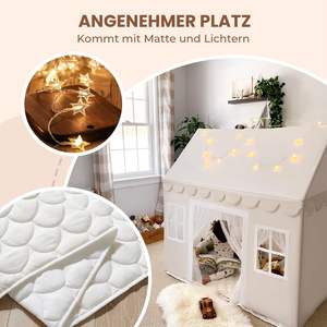 Tente de jeu pliable en forme de <span class=keywords><strong>maison</strong></span> pour enfants décor mignon avec guirlandes lumineuses et rideaux en dentelle <span class=keywords><strong>intérieur</strong></span> spacieux idéal pour salle de <span class=keywords><strong>jeux</strong></span> intérieure - Product Image 2