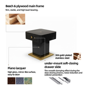Moderner Luxuriöser Italienischer Verspiegelter Beistelltisch mit Aufbewahrungsschublade Klavierlack Hochglanz-Finish Hochwertiger Endtisch für Wohnzimmer - Product Image 5