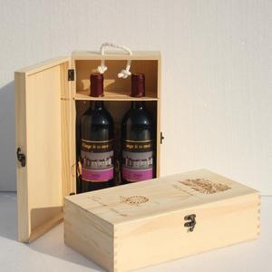 Scatola Portabottiglie Rettangolare in Legno Personalizzata Fatta a Mano per Due Bottiglie di <span class=keywords><strong>Vodka</strong></span> Whisky Caffè Tè Birra Champagne Brandy - Confezione Regalo - Product Image 5
