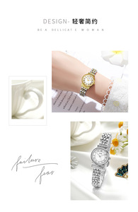 Reloj de cuarzo con esfera de números romanos y pulsera de metal para mujer - Product Image 6