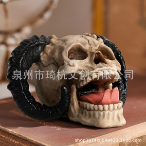 Hucha de resina con forma de calavera de casco y cuerno de carnero, decoración de Halloween para interiores, regalo - Product Image 4