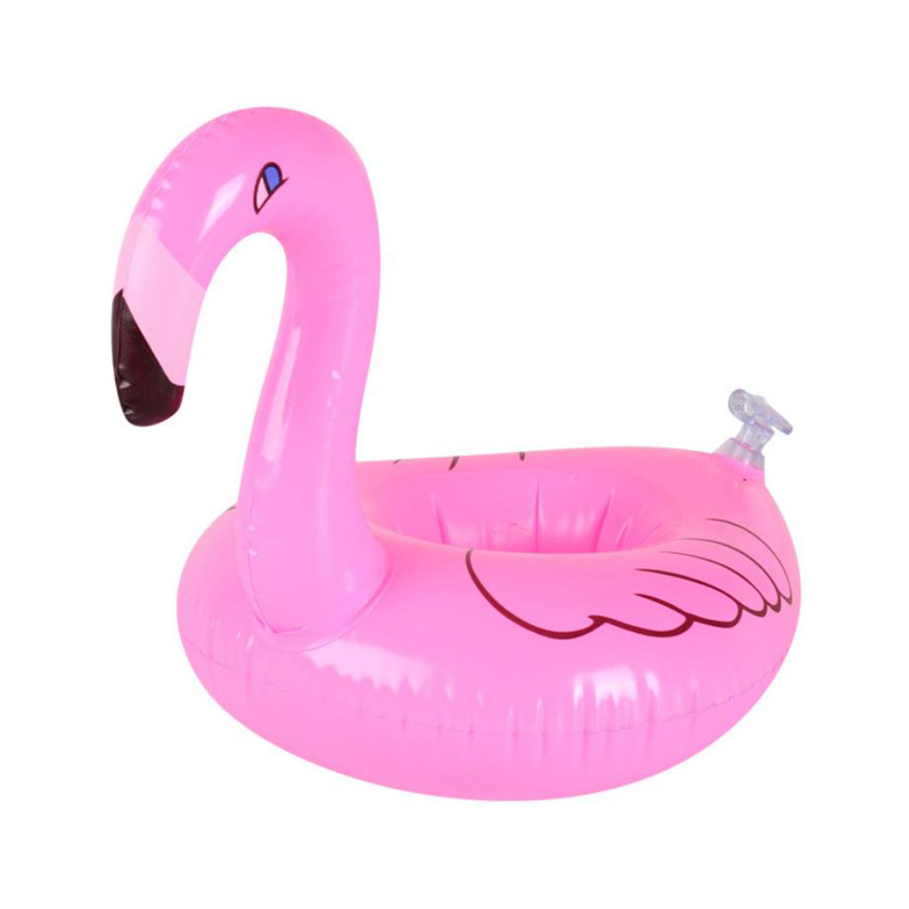 PVC inflatable floating flamingo can drink cup holder