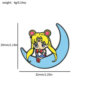 5000 types de broches de col en émail métallique de bonne qualité, mignonnes, avec logo, pour chapeaux et badges, de la série <span class=keywords><strong>Sailor</strong></span> <span class=keywords><strong>Moon</strong></span> - Product Image 2