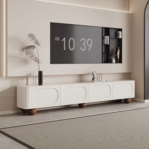 Modern Minimalist White TV Cabinet With Storage For Living Room <b>Small</b> Apartment Floor Standing Design - Product Image 1