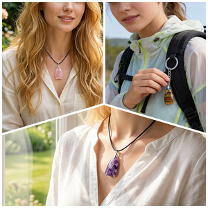 Ciondolo a Forma di Pesce in <span class=keywords><strong>Pietra</strong></span> Naturale 22x40mm, Charm per Collana Fai-da-Te, Accessorio Gioiello in Agata Forata - Product Image 2