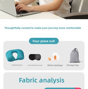 Oreiller de voyage gonflable personnalisé en forme de U, coussin d'air portable pour le cou avec sac de rangement, logo personnalisé - Product Image 5