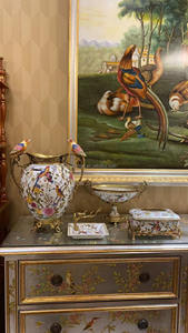 Avrupa Vintage bakır porselen ev dekor antika çiçek ve kuş desen serisi lüks yatak odası ev dekorasyon süs - Product Image 2