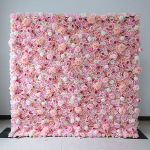 E hot pink bunga sutra tema dinding dusty pink bunga mawar dekorasi panel dinding roll up mawar dinding bunga buatan latar belakang - Product Image 6