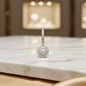 Boucles d'oreilles en or blanc avec diamants ronds taille brillant, couleur D, certifiées GIA, bijoux de mariage classiques pour femmes - Product Image 2