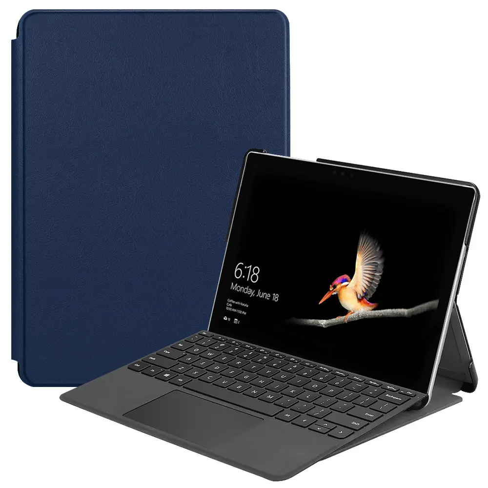 Casing Pelindung Tablet Penutup Keyboard Slot Pena Tegangan Kastor Pu Kualitas Terbaik untuk Microsoft Surface Go3/Go2/Go Umum