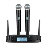 Sistem Mikrofon Genggam Nirkabel UHF Ganda Dengan Penerima, Mikrofon Layar Digital untuk Karaoke Panggung Pesta Buatan Sendiri