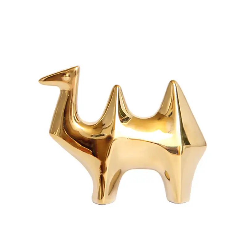 Porselein Tafelblad Gold Animal Figurine Craft Ornamenten Mini Keramische Plating Kameel Home Office Woonkamer Creative Decor