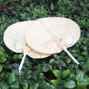 Abanicos de Mano Chinos Baratos Personalizados de Fábrica al por Mayor, Abanicos de Hoja de Palma Tejidos a Mano, Abanicos de Fibra Natural de Bambú y Paja - Product Image 4