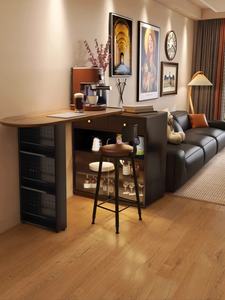 Table de bar en acier minimaliste moderne avec 2 tiroirs et porte en <span class=keywords><strong>dalle</strong></span>, meubles de salon - Product Image 3