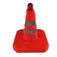 Cône de signalisation LED rétractable portable Hasuc HAS-S01 avec design réfléchissant pliable, lumière de sécurité verte/orange