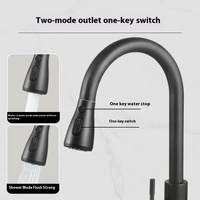 Robinet de cuisine moderne en acier inoxydable à trois voies extractible, double usage eau chaude et froide, arrêt d'eau à une touche, céramique pour légumes