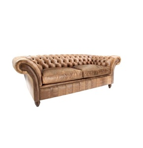 Elegant Living Room Chesterfield Sofa 3 Seater Genuine Leather Button Tufted Couch Luxury <b>Seating</b> with Timeless Vintage Charm - Product Image 1