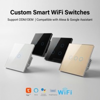 Interrupteur et prise intelligents muraux WiFi Zigbee Tuya, compatibles Alexa et Google Home, avec écran tactile en verre EU, 1/2/3 voies, pour l'automatisation