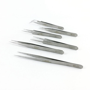 Stainless Steel Tweezers Straight Round Bent Tips Industrial Grade <b>Precision</b> <b>Tools</b> For Electronics Repair - Product Image 1