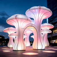 Ensemble de sculptures LED RGB en acier inoxydable à changement de couleur, étanche IP65, éclairage géant lumineux en forme de champignon, contrôle par télécommande/boutons