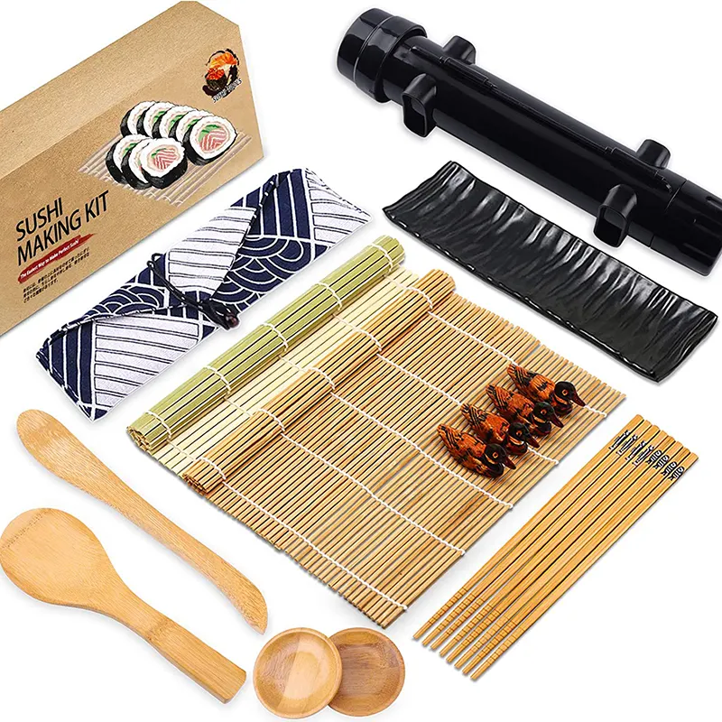 Kit de cocina profesional antiadherente para hacer Sushi, herramienta ecológica para hacer Sushi con platos, 11 piezas