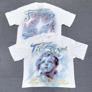 Camiseta Personalizada de Corte Recto, 240GSM, 100% Algodón, Estilo Y2K, Streetwear, Oversize, para Hombre, con Estampado Digital Personalizado, Corte Cuadrado, a la Moda - Product Image 2